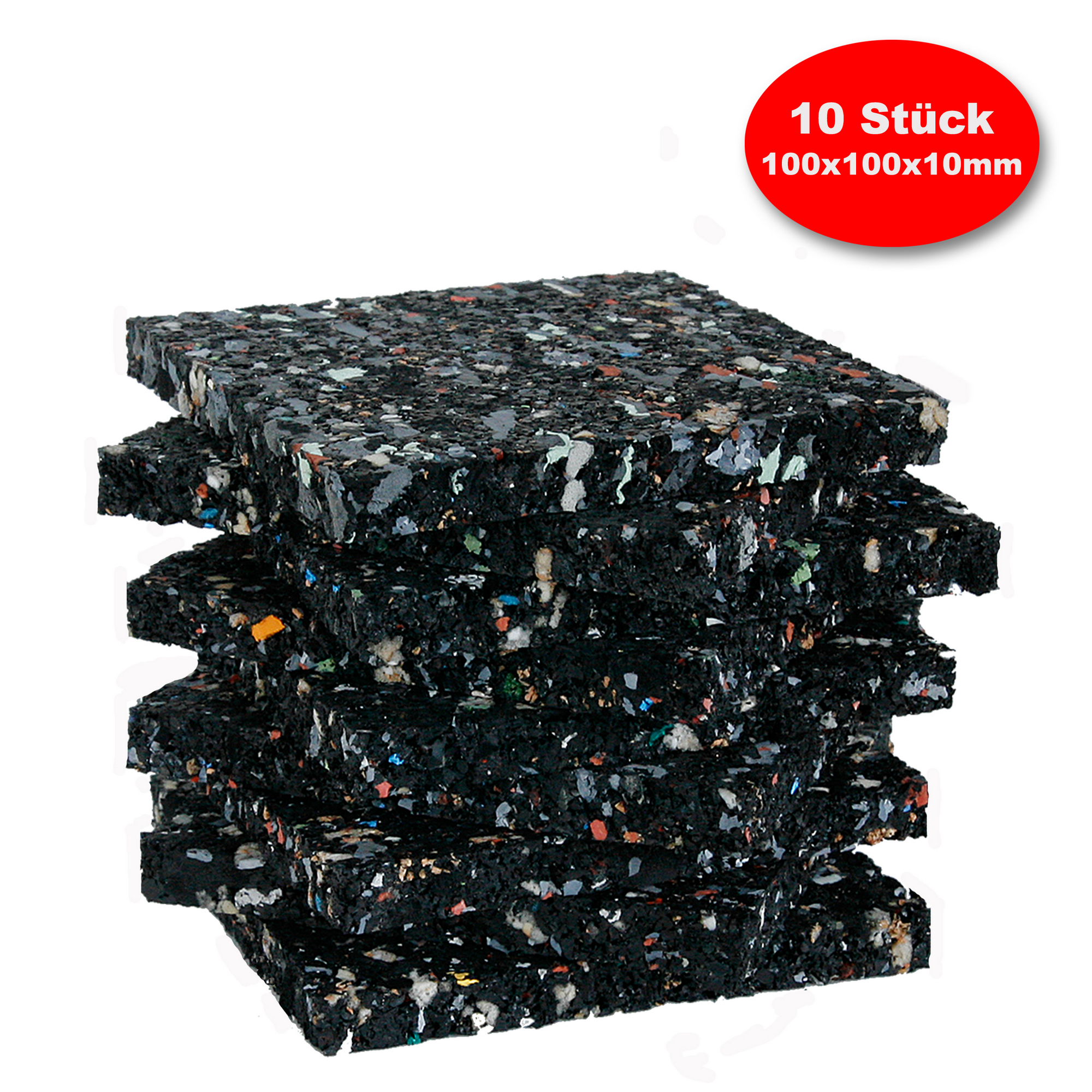 Gummi-Pads, schwarz, 10 x 10 x 1 cm, 10 Stück + product picture