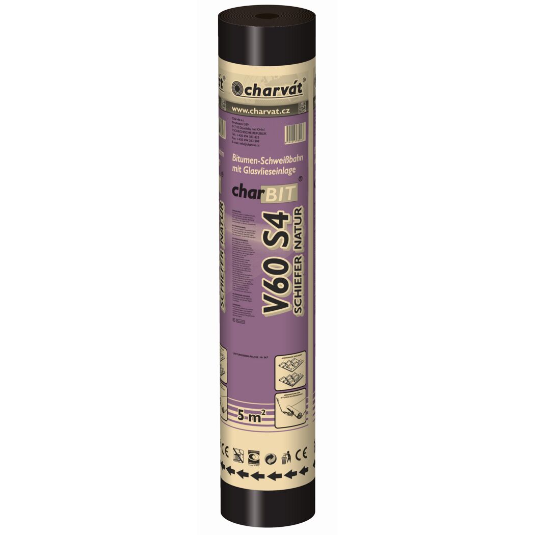 Rolle Bitumen-Schweißbahn charBIT V60 S4 schiefer