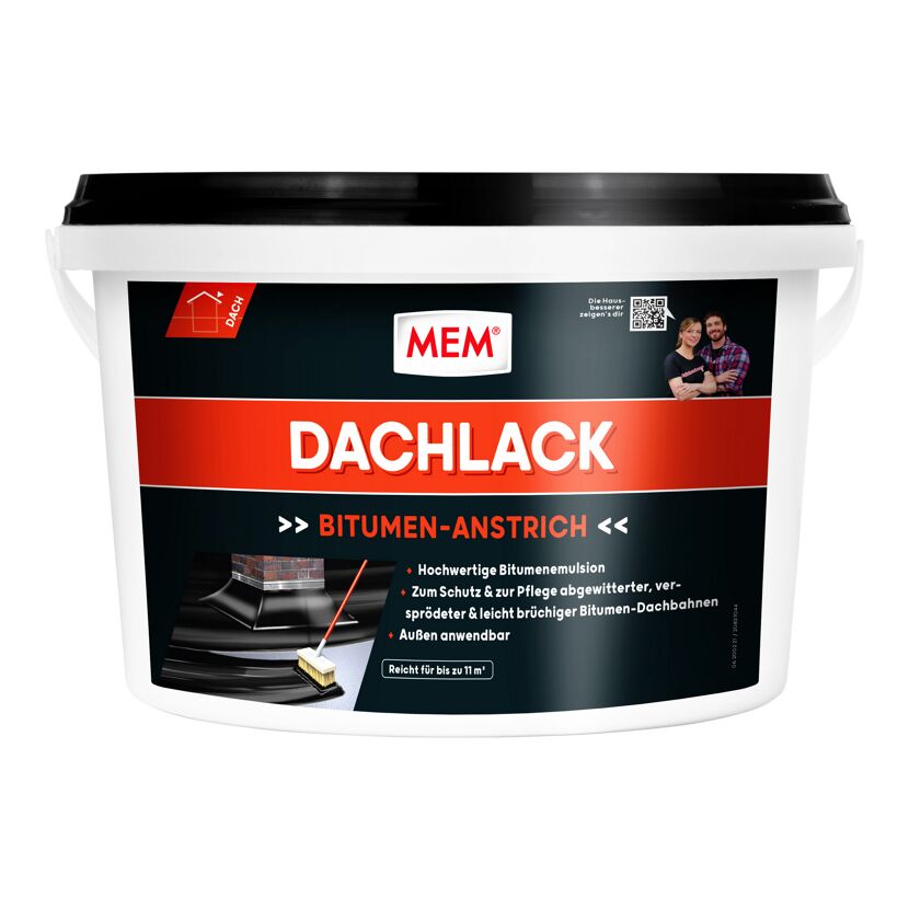 Eimer MEM Dachlack Bitumen-Anstrich, Pinsel