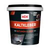 MEM Bitumen Kaltkleber, 3 kg Eimer. Person trägt Kleber mit Quast auf