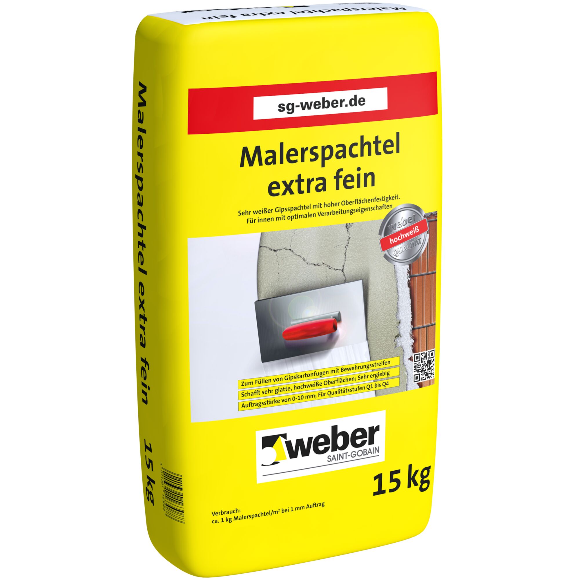 Sack mit Malerspachtel extra fein, 15 kg, mit Kelle
