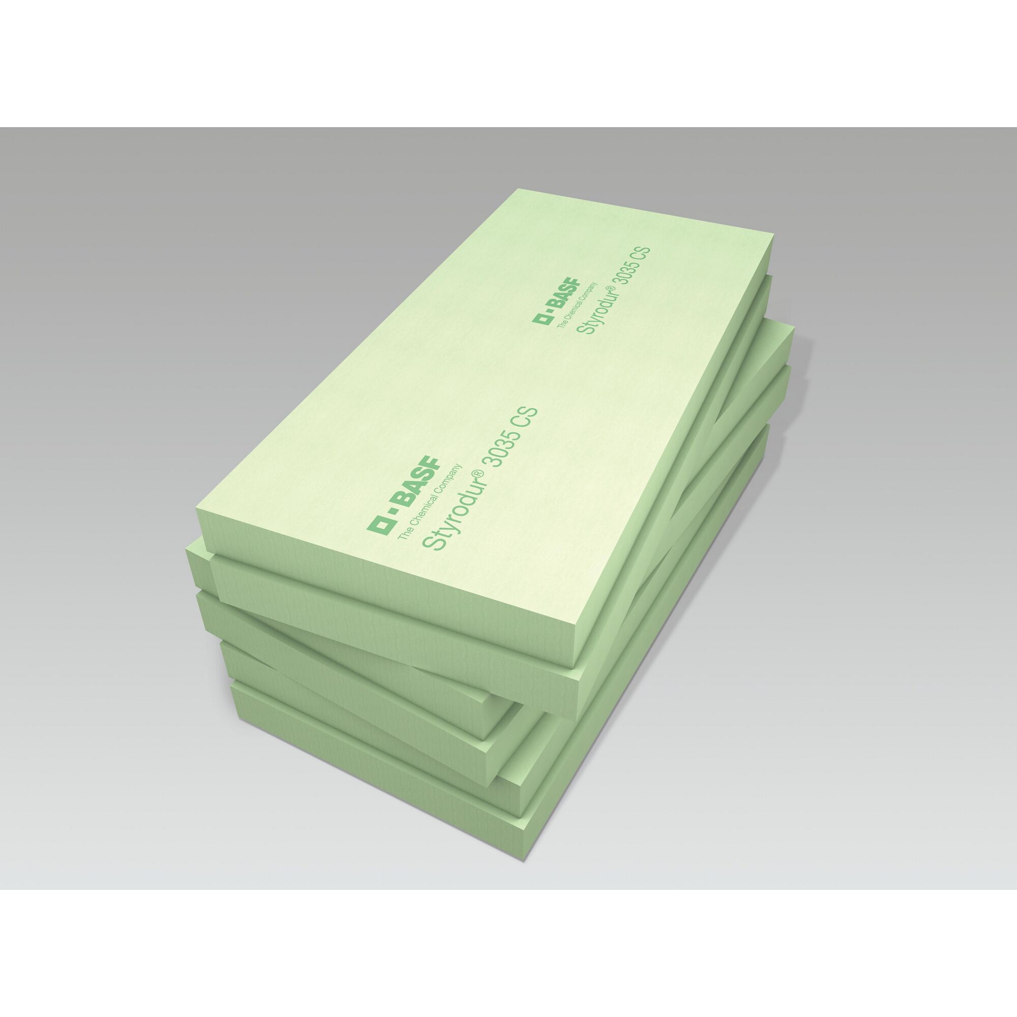 Stapel hellgrüner Styrodurplatten von BASF