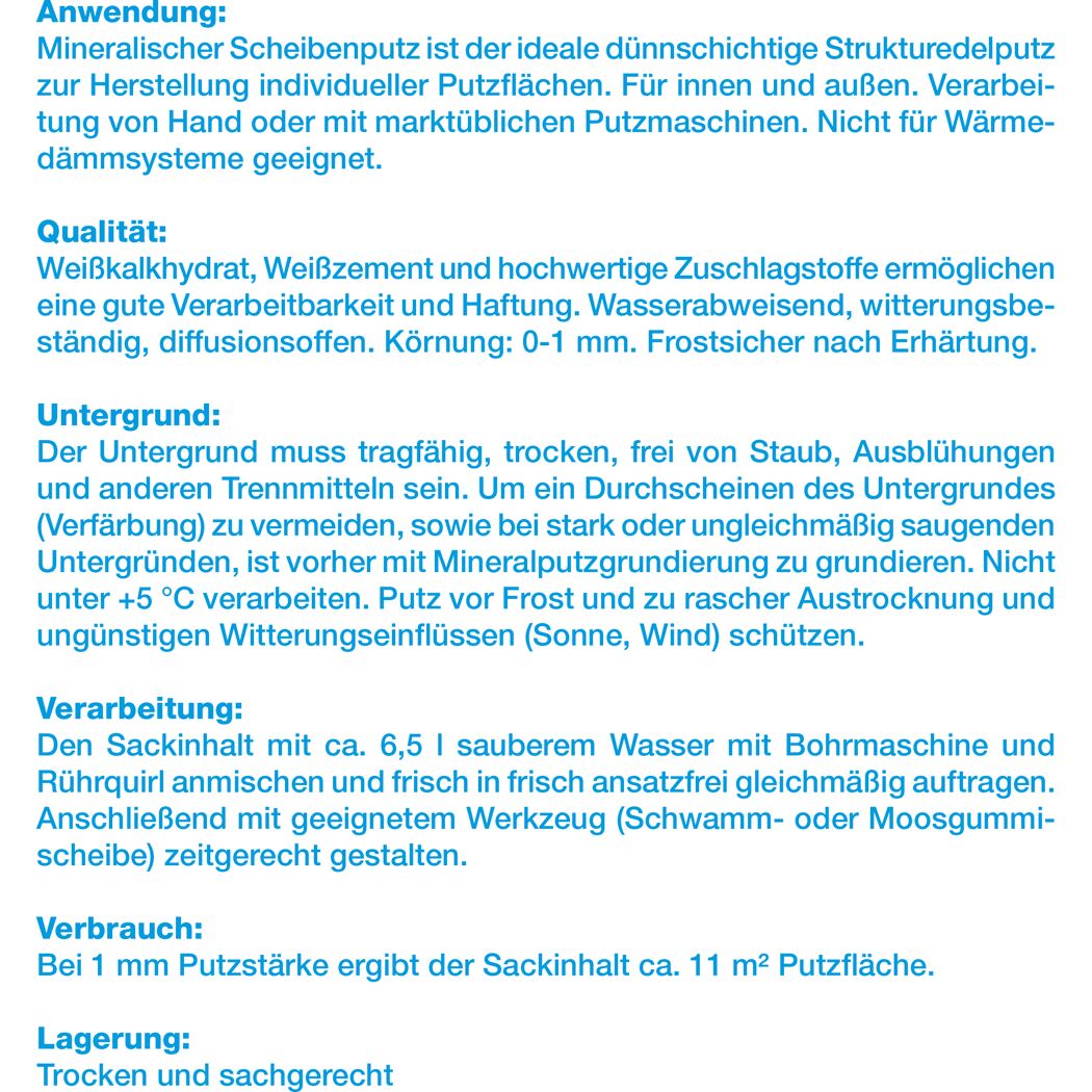 Produktbeschreibung für Scheibenputz