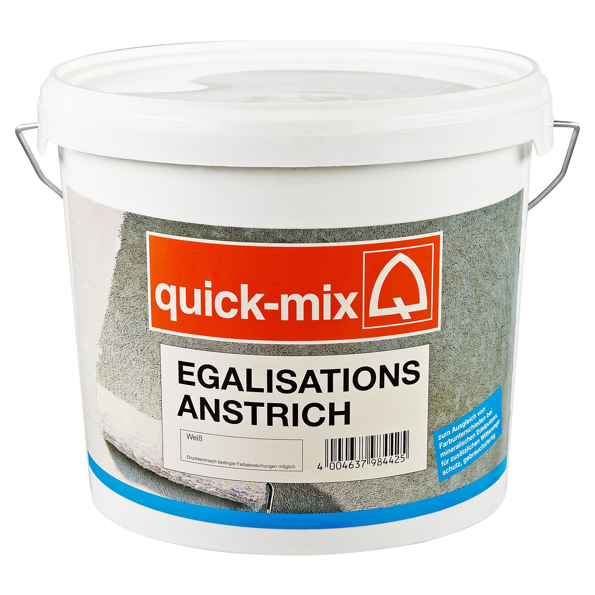 Weißer Eimer mit Quick-Mix Egalisationsanstrich