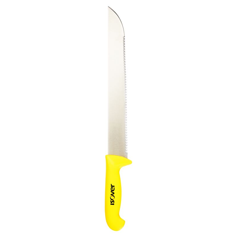Dämmstoffmesser mit Wellenschliff und gelbem Griff