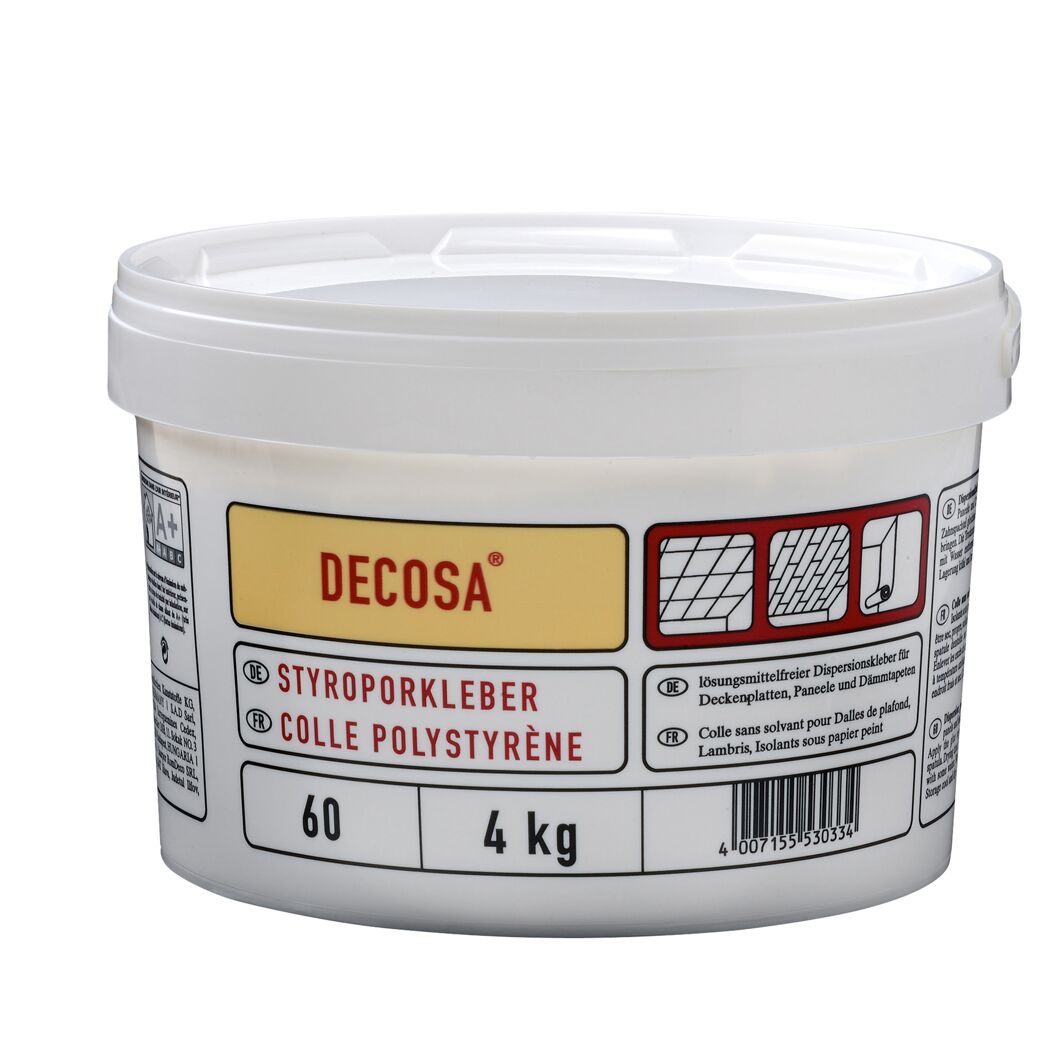 Weißer Eimer mit 4 kg DECOSA Styroporkleber