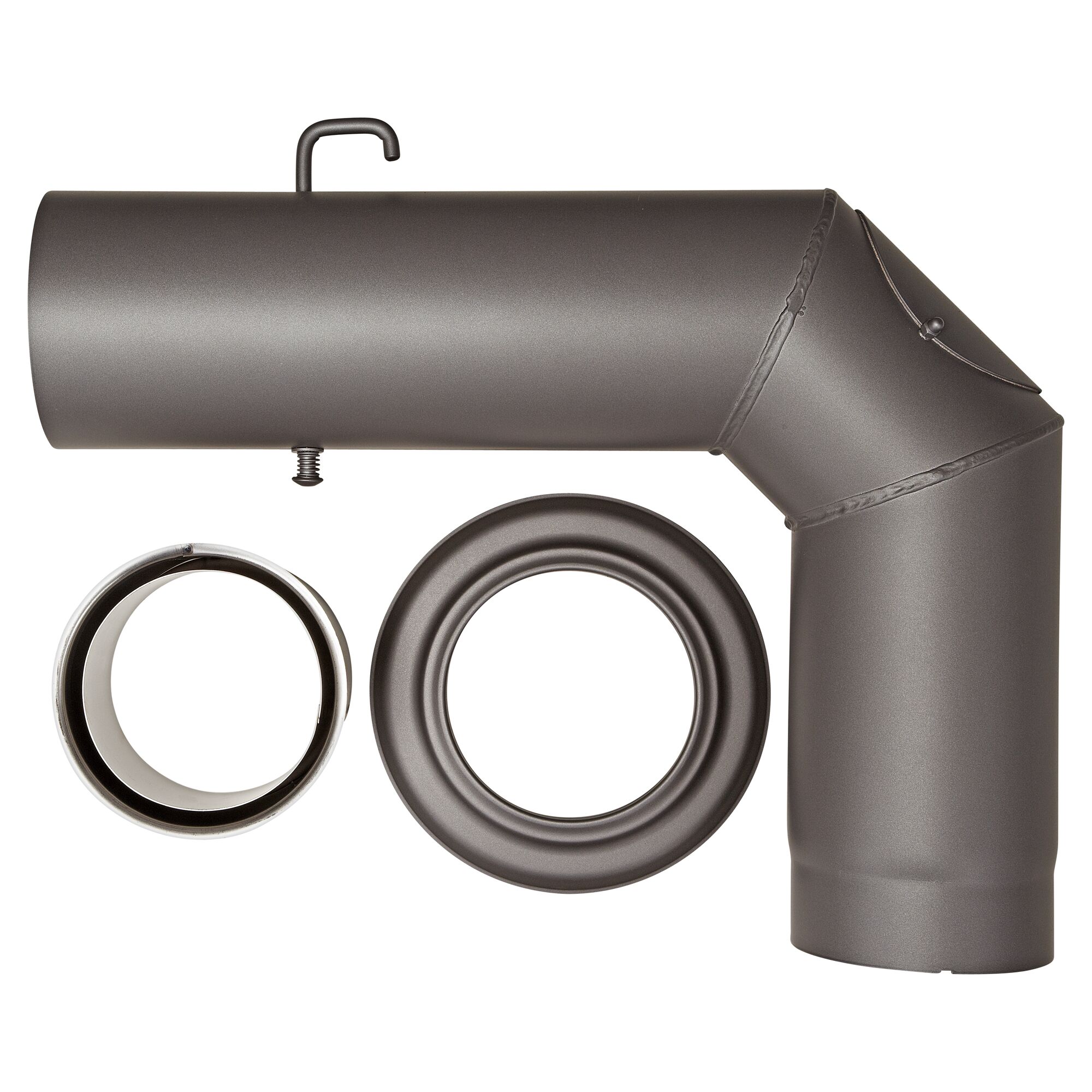 Drei-teiliges Winkelrauchrohrset dunkelgrau