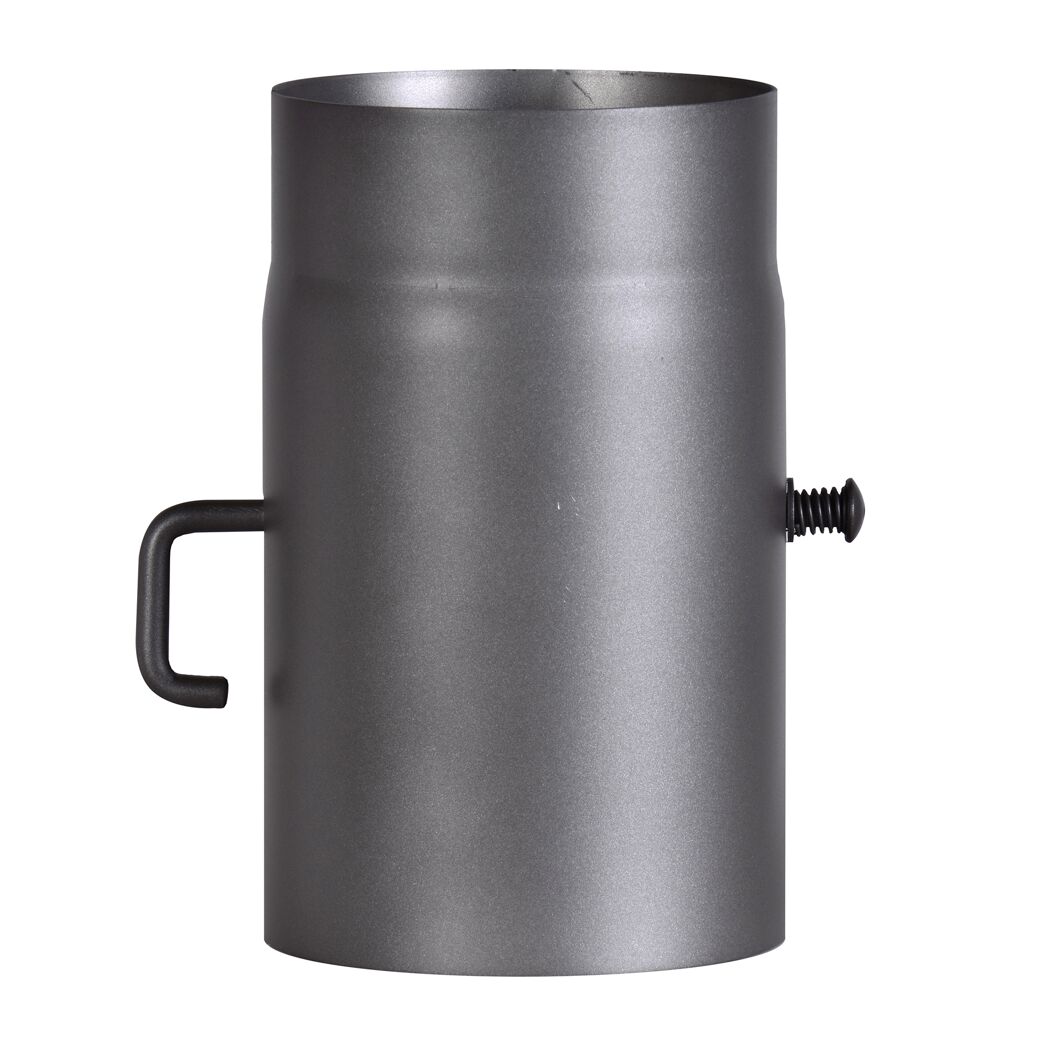 Dunkelgraues Rauchrohr mit Drosselklappe, Durchmesser 150 mm