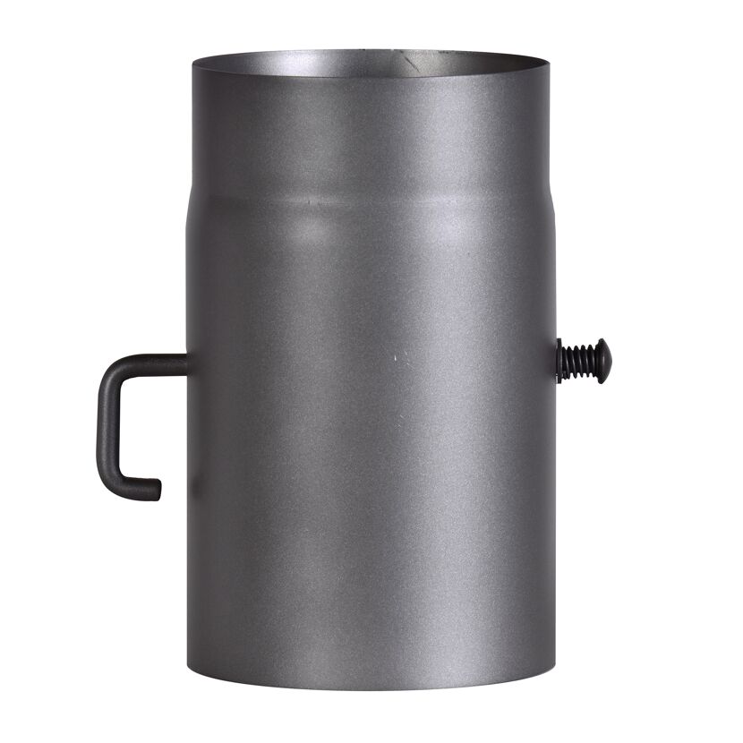 Dunkelgraues Rauchrohr mit Drosselklappe, Durchmesser 150 mm