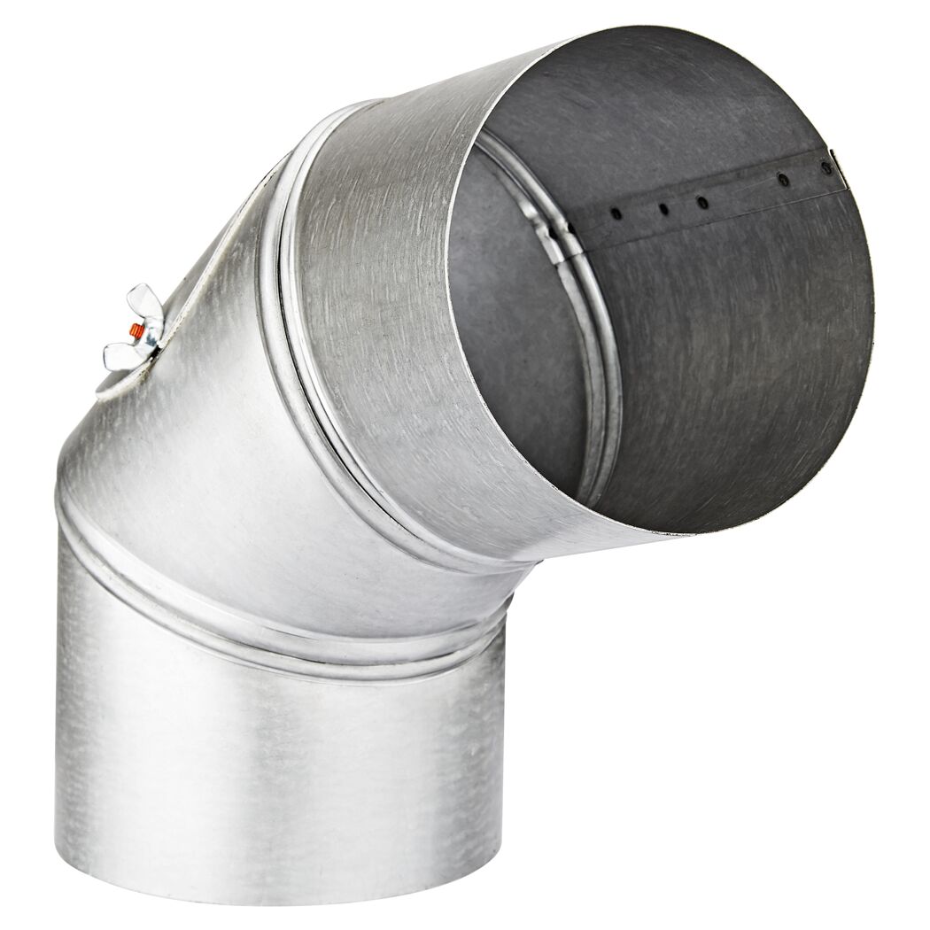 Metallischer Rohrbogen mit 90 Grad Winkel.