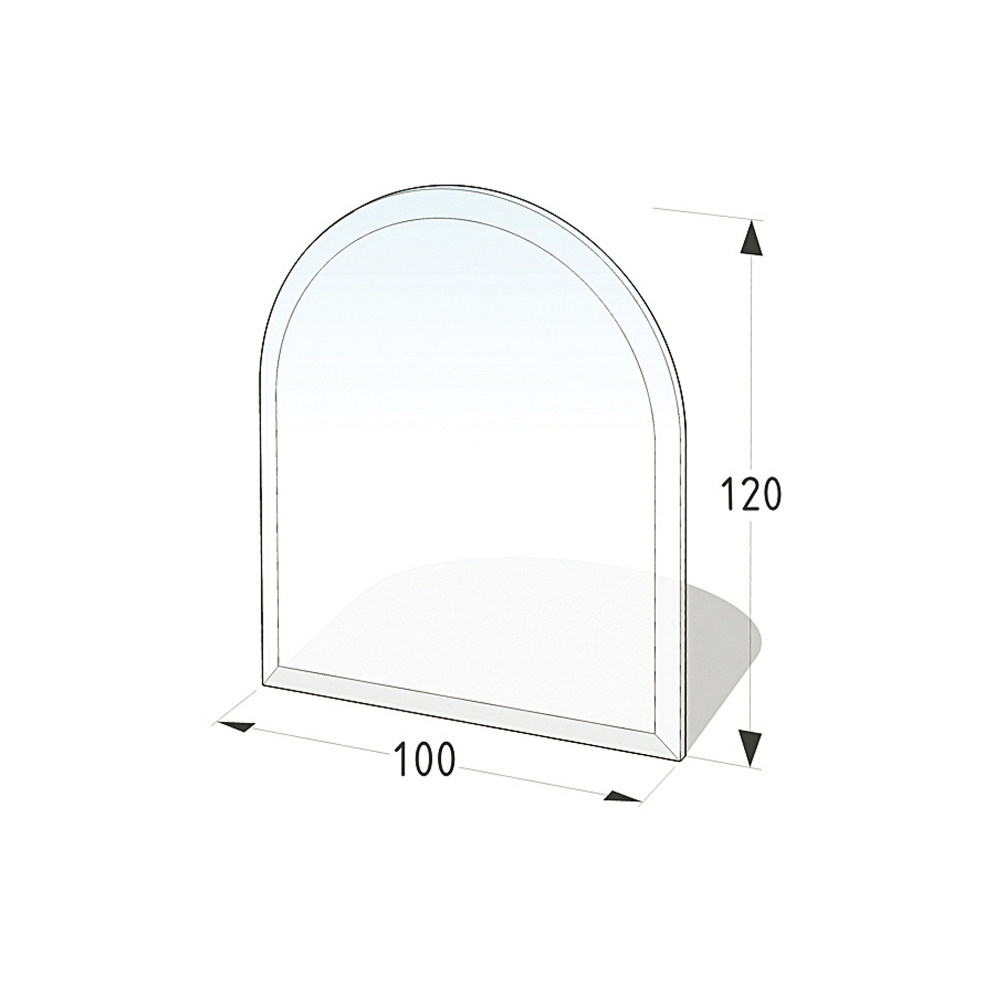 Funkenschutzplatte D-Form 100 x 120 x 0,8 cm ESG grau + product picture
