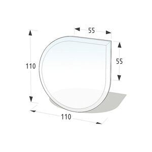 Funkenschutzplatte Tropfenform 110 x 110 x 0,8 cm ESG grau