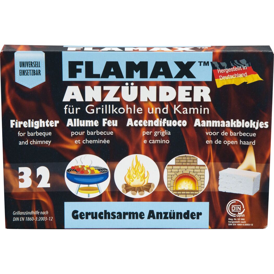 FLAMAX Anzünder für Grillkohle und Kamin, 32 Stück
