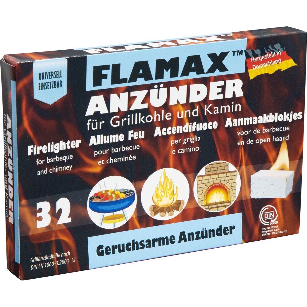 Flamax Anzünder für Grillkohle und Kamin, 32 Stück