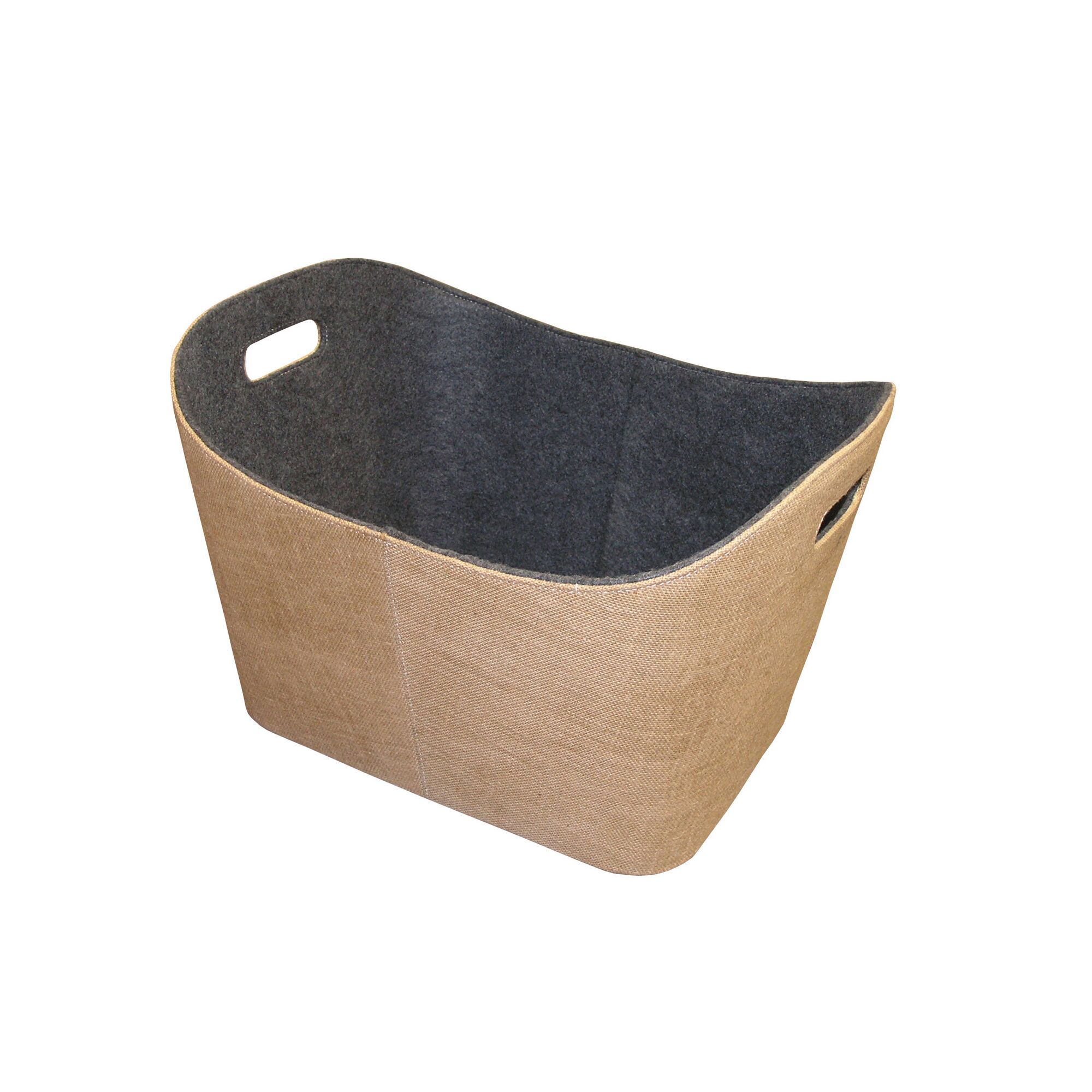 Beigefarbener Filzkorb mit Jute