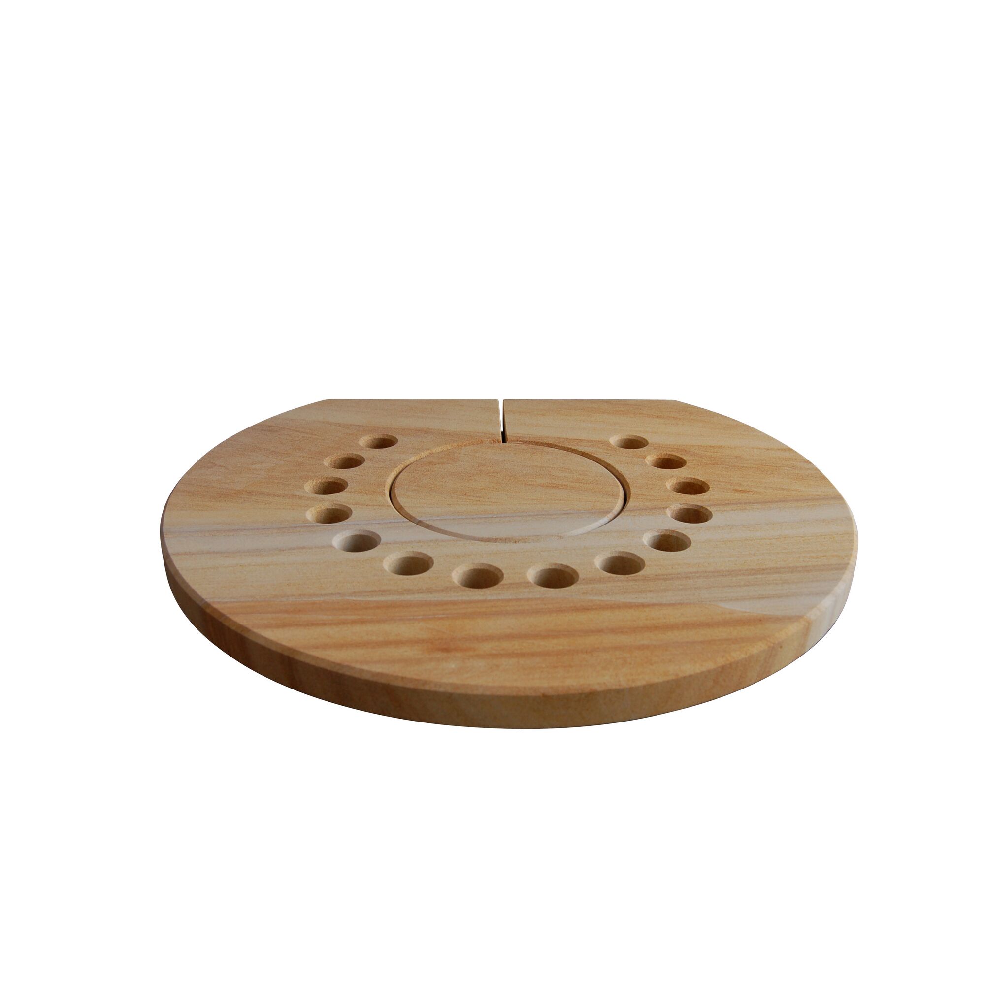 Runder, hellbrauner Sandstein Top für Aduro 9 Serie mit Löchern und einem Schlitz.