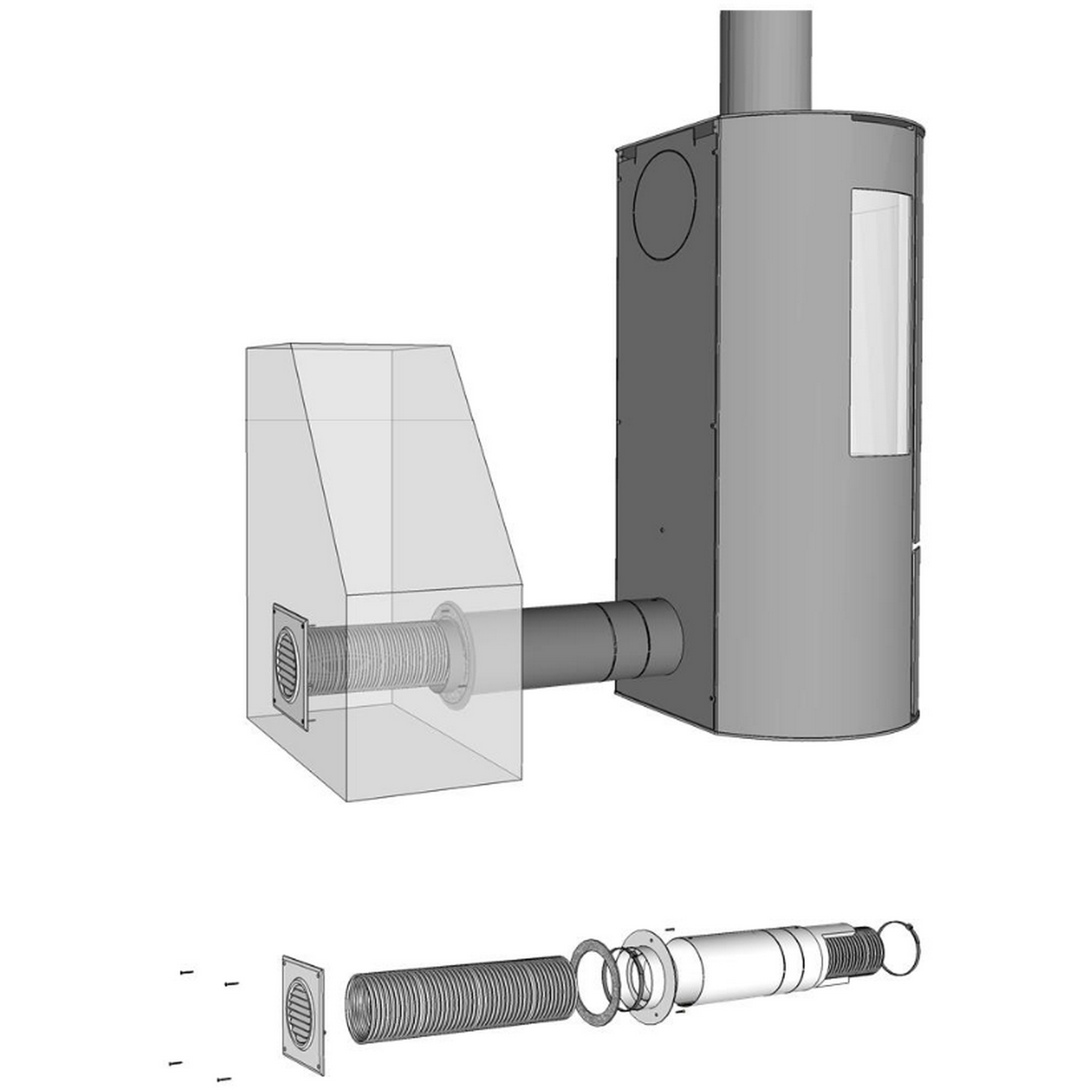 Frischluftsystem für Aduro Kaminöfen, 80 mm + product picture