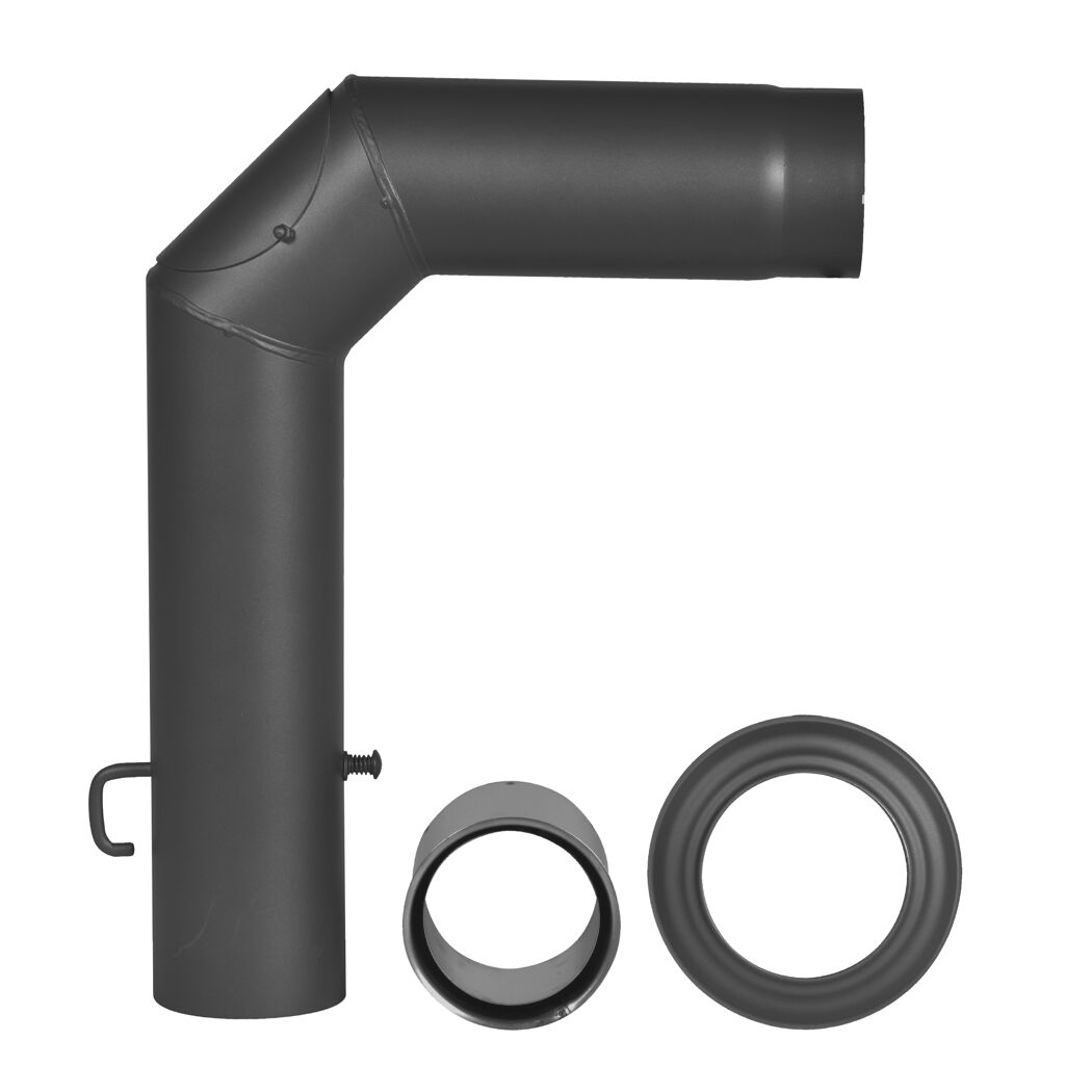 Winkelrauchrohrset 120 mm schwarz