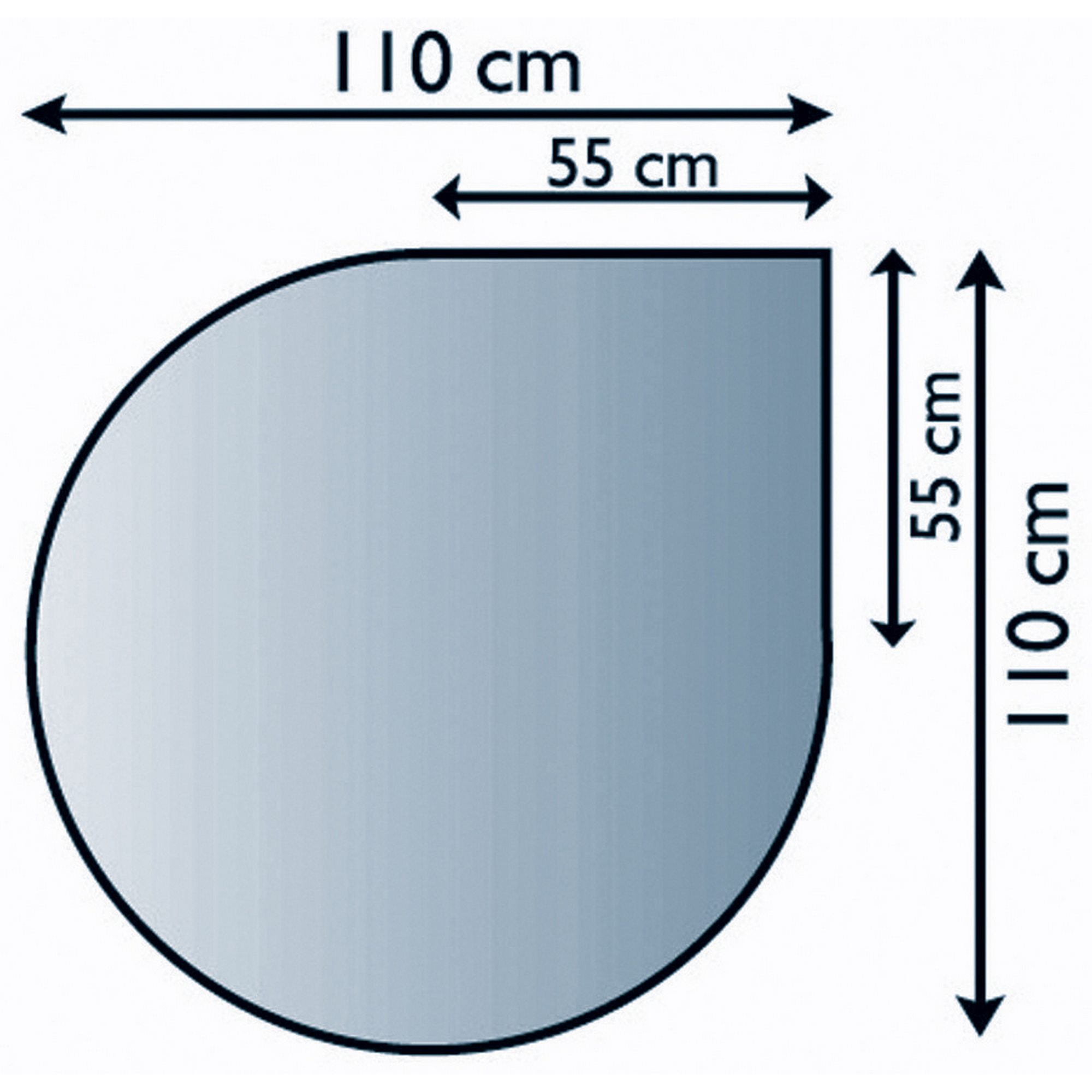 Funkenschutzplatte Tropfenform 110 x 110 x 0,8 cm ESG transparent + product picture