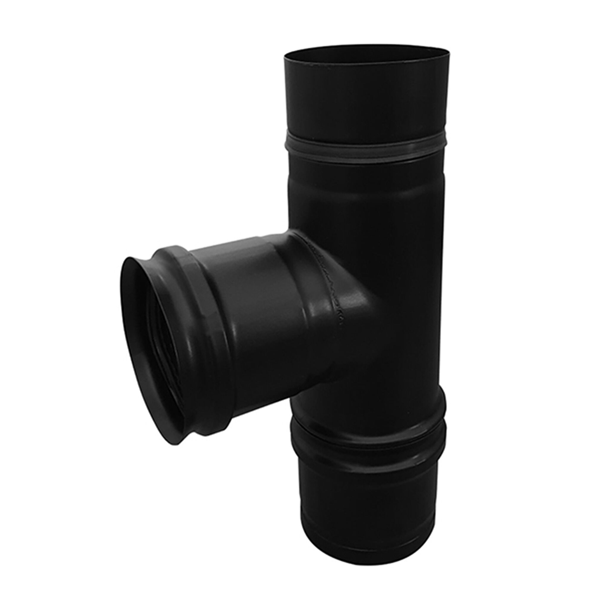 Schwarzes T-Stück für Pelletofenrohre