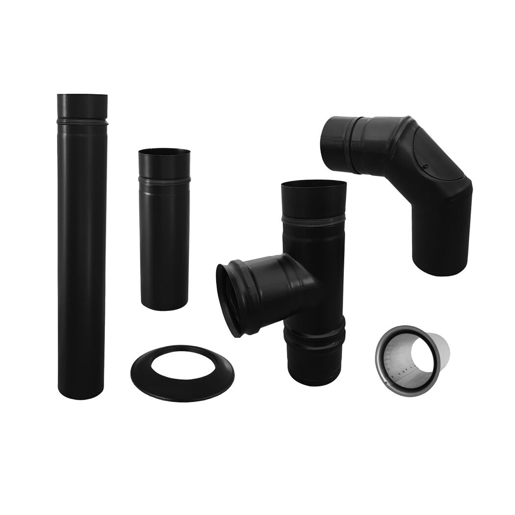 Schwarzes Pelletofenrohr 80 mm Set