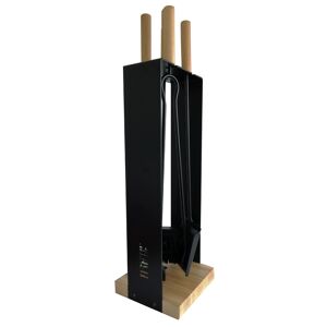 Kaminbesteck Stahl/Holz 5-teilig schwarz