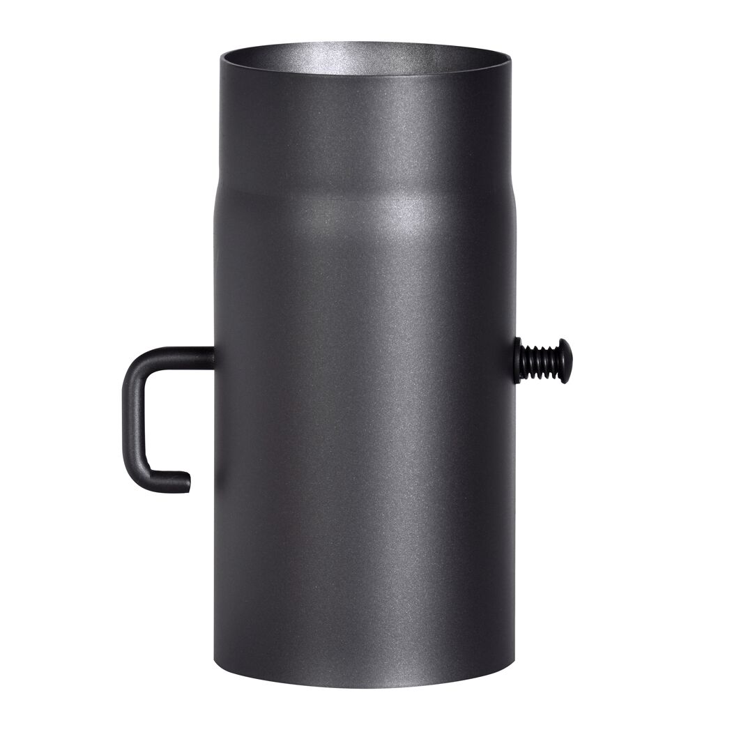 Schwarze Drosselklappe für Rauchrohre.