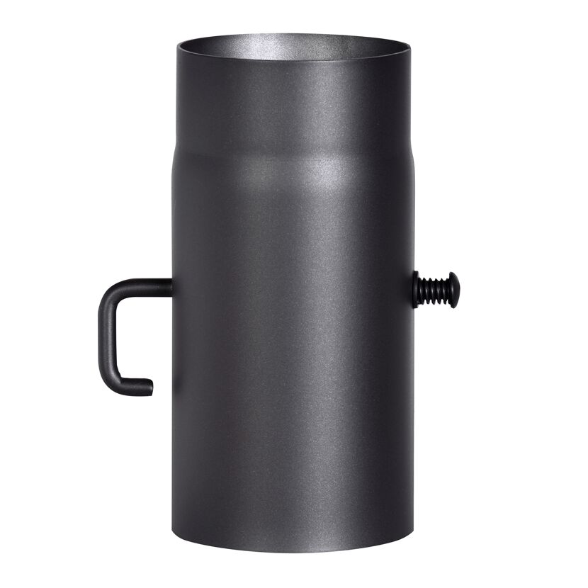 Schwarze Drosselklappe für Rauchrohre.