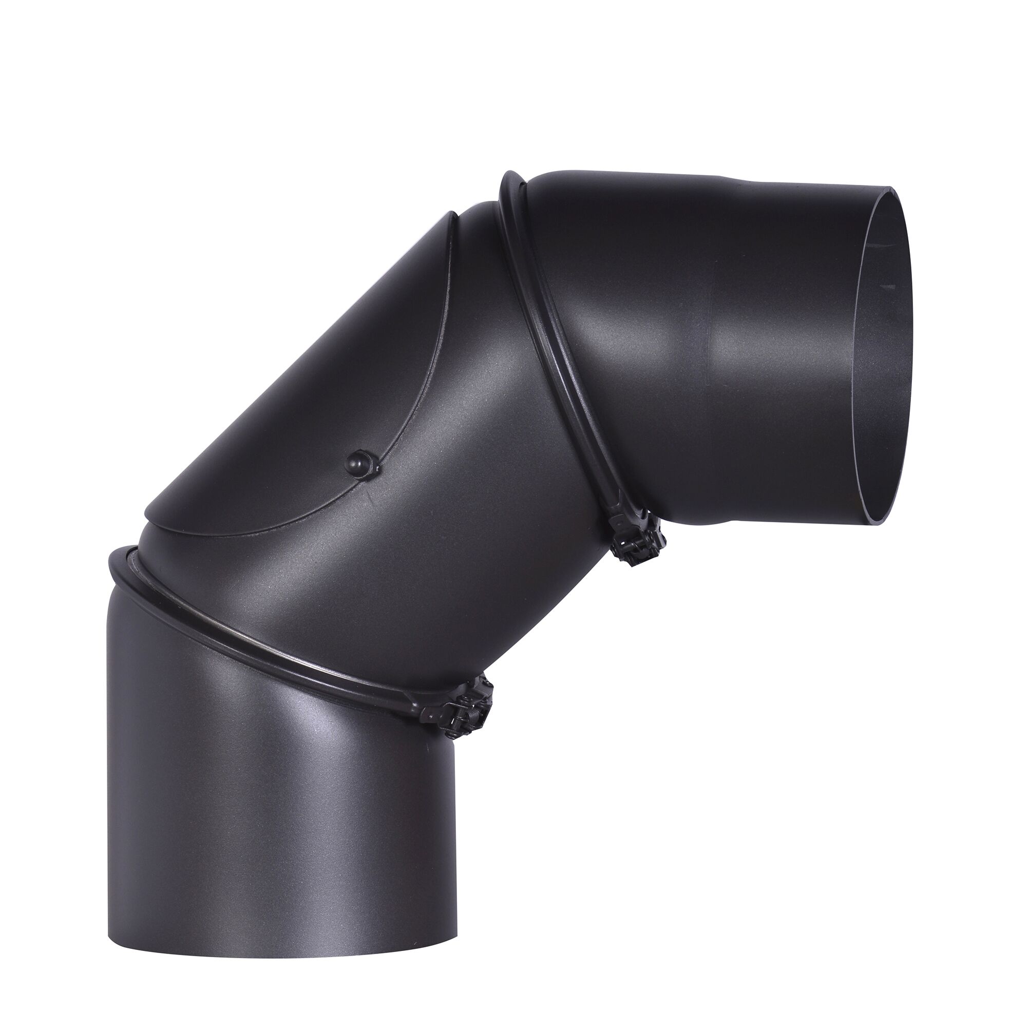 Schwarzes Rauchrohr mit 90 Grad Winkel