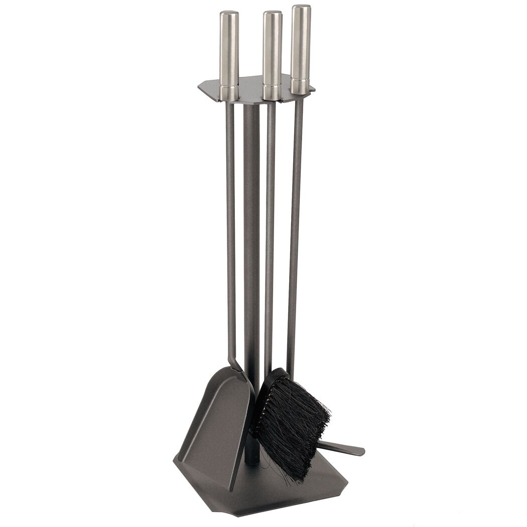 Kaminbesteck mit Schürhaken, Schaufel und Besen