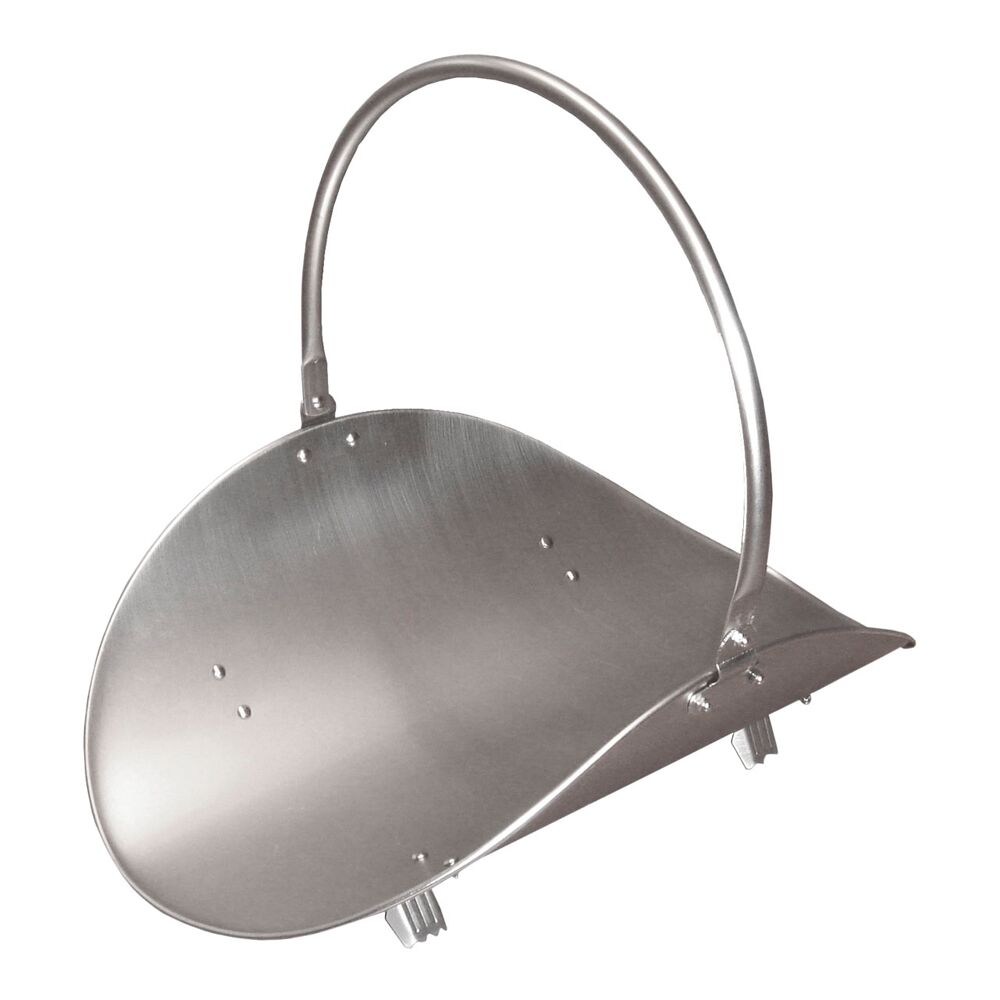 Metallener Kaminholzkorb mit Henkel.
