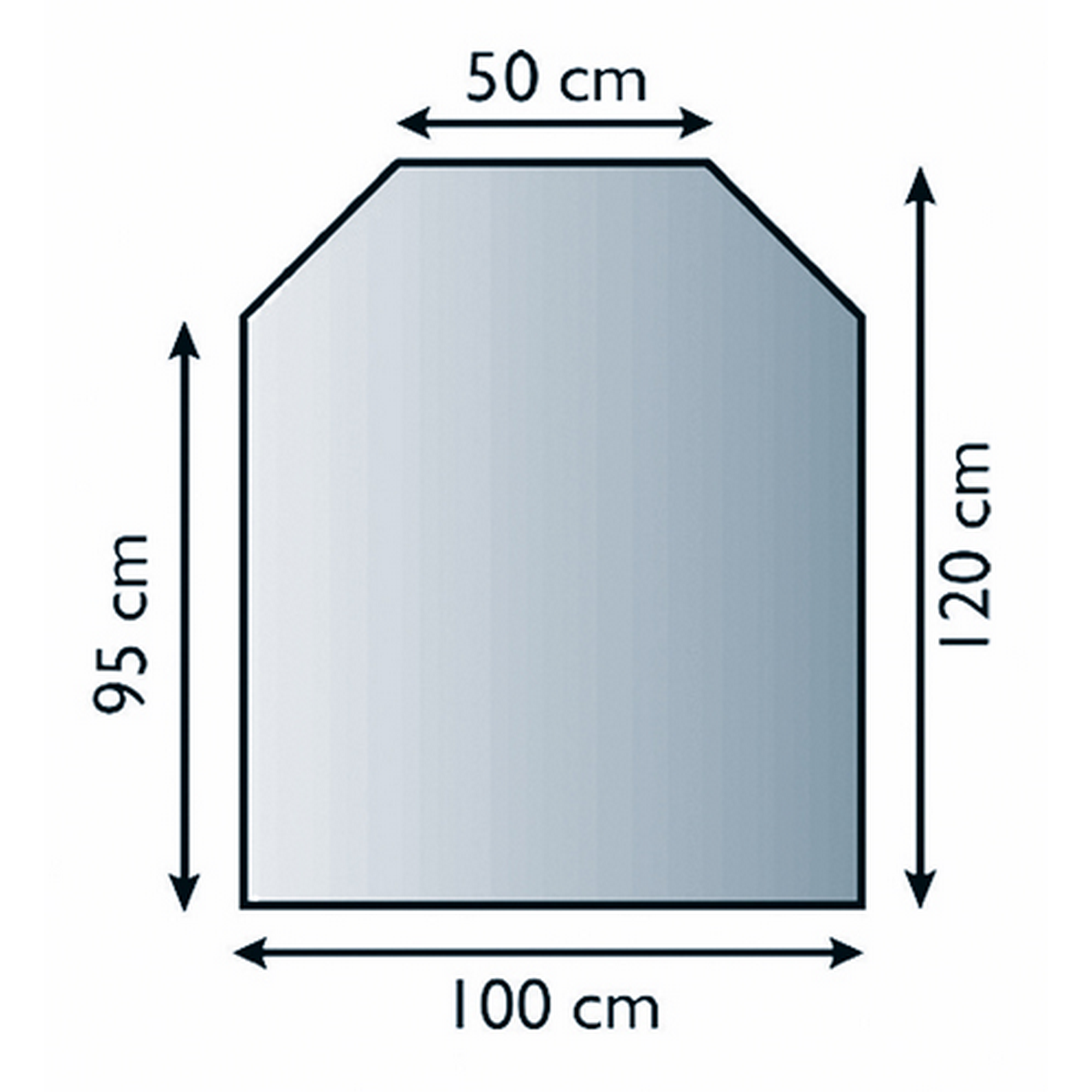Funkenschutzplatte sechseckig 100 x 120 x 0,8 cm ESG transparent + product picture