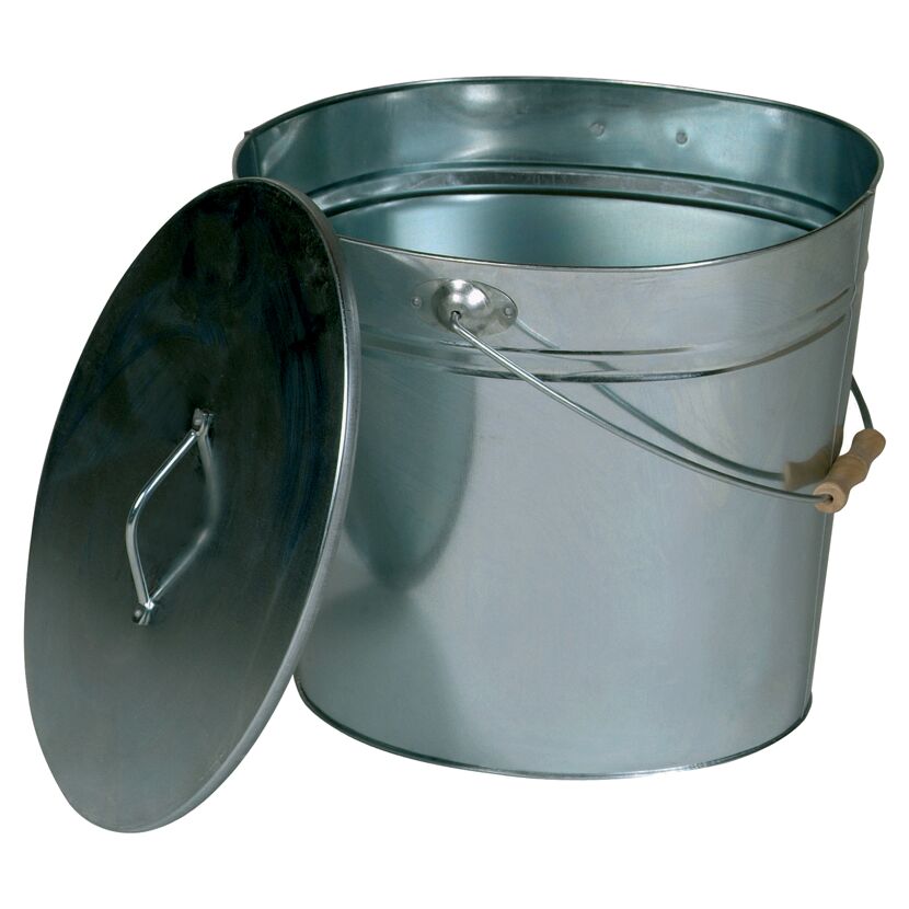 Verzinkter Ascheeimer mit Deckel, 25l