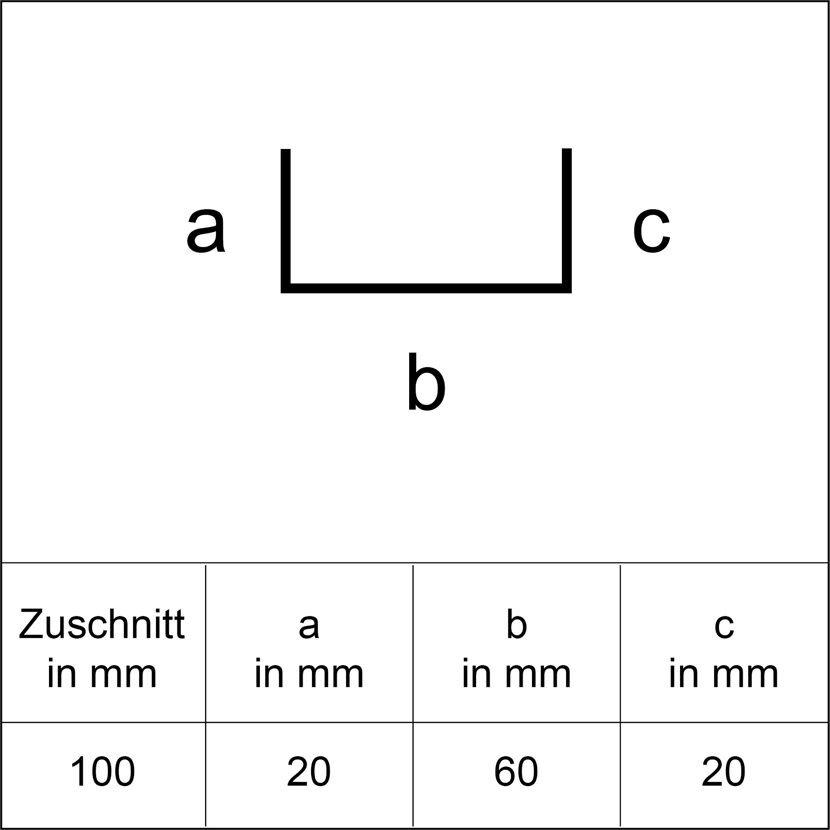 U-Profil 100 x 20 x 60 x 20 mm