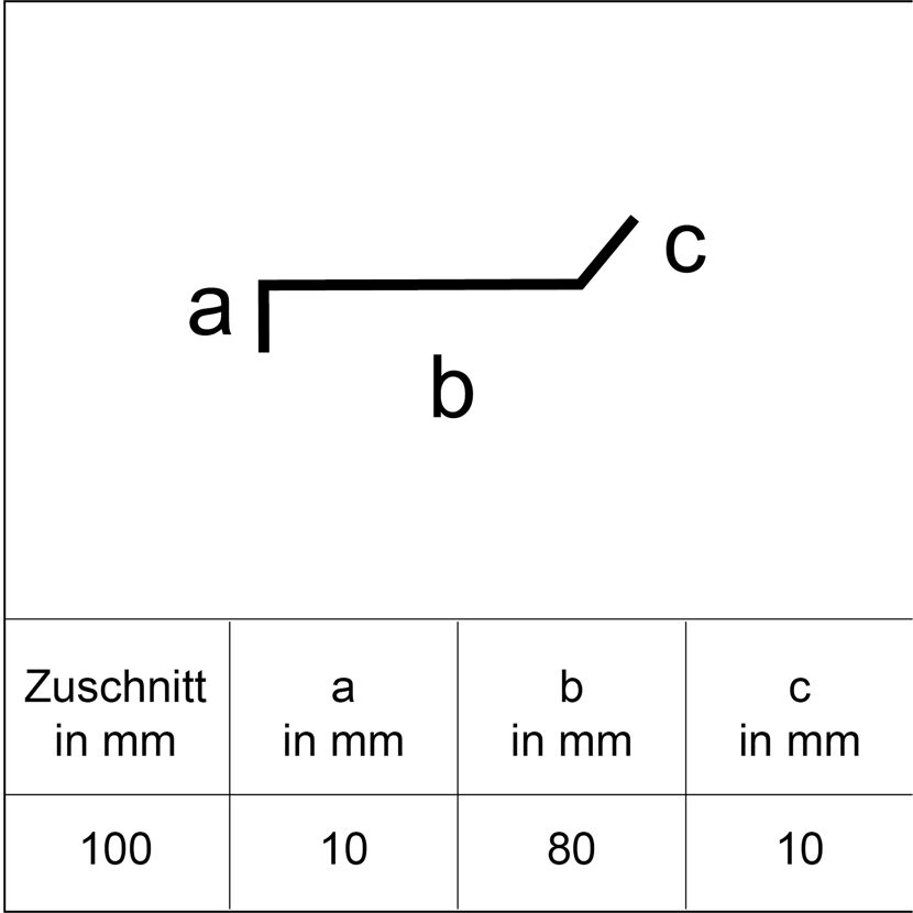 Zuschnitt HG9 Flachprofil mit Maßen