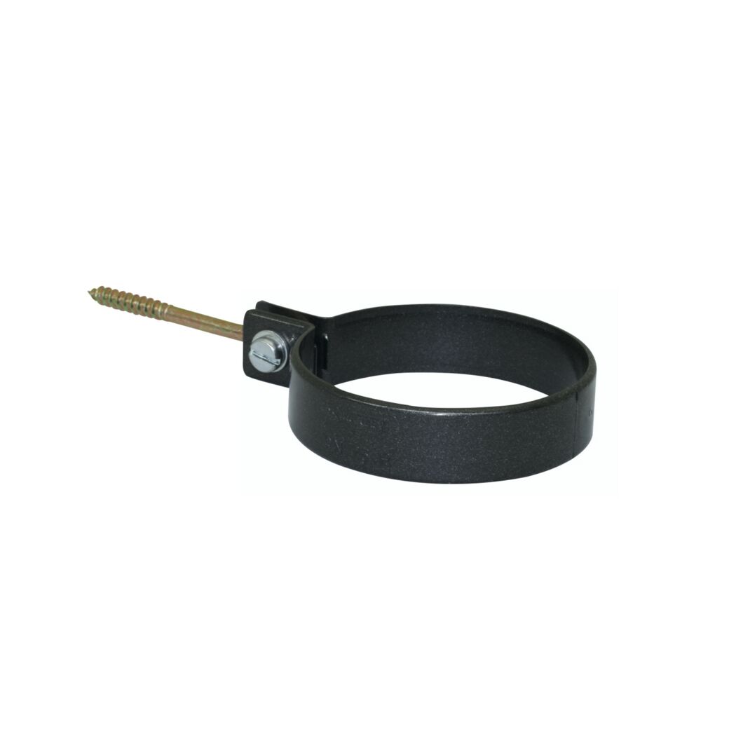 Schwarze Rohrschelle mit Schraube