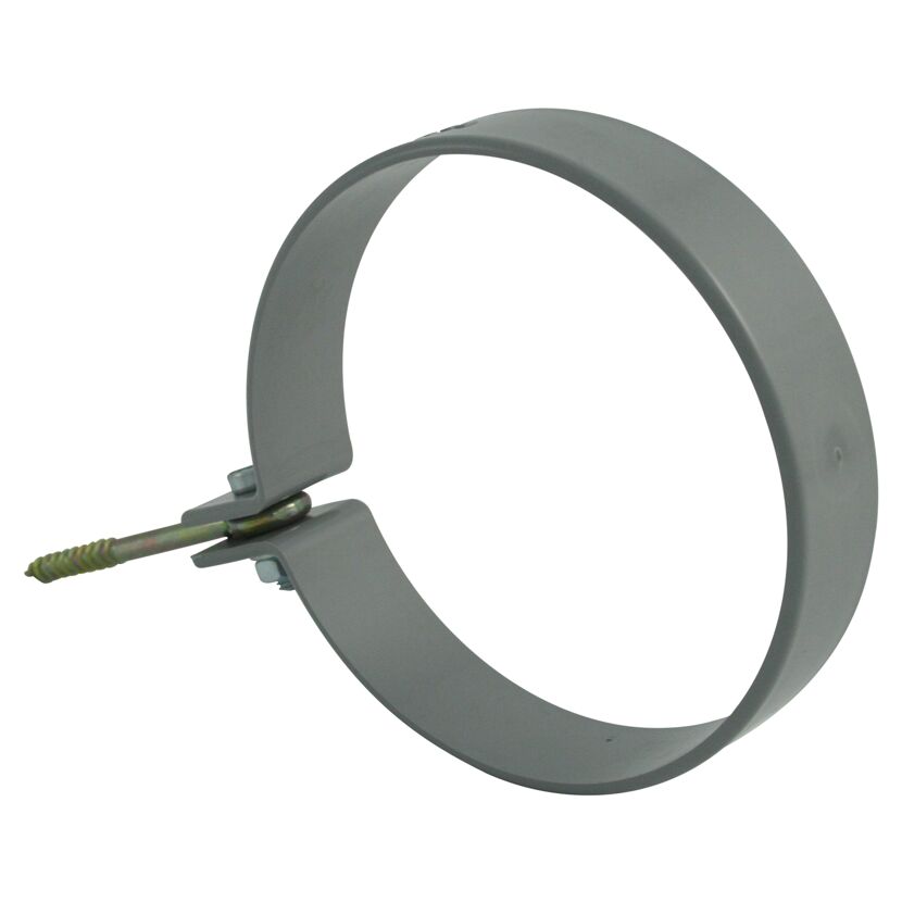Graue Rohrschelle mit Ringschraube