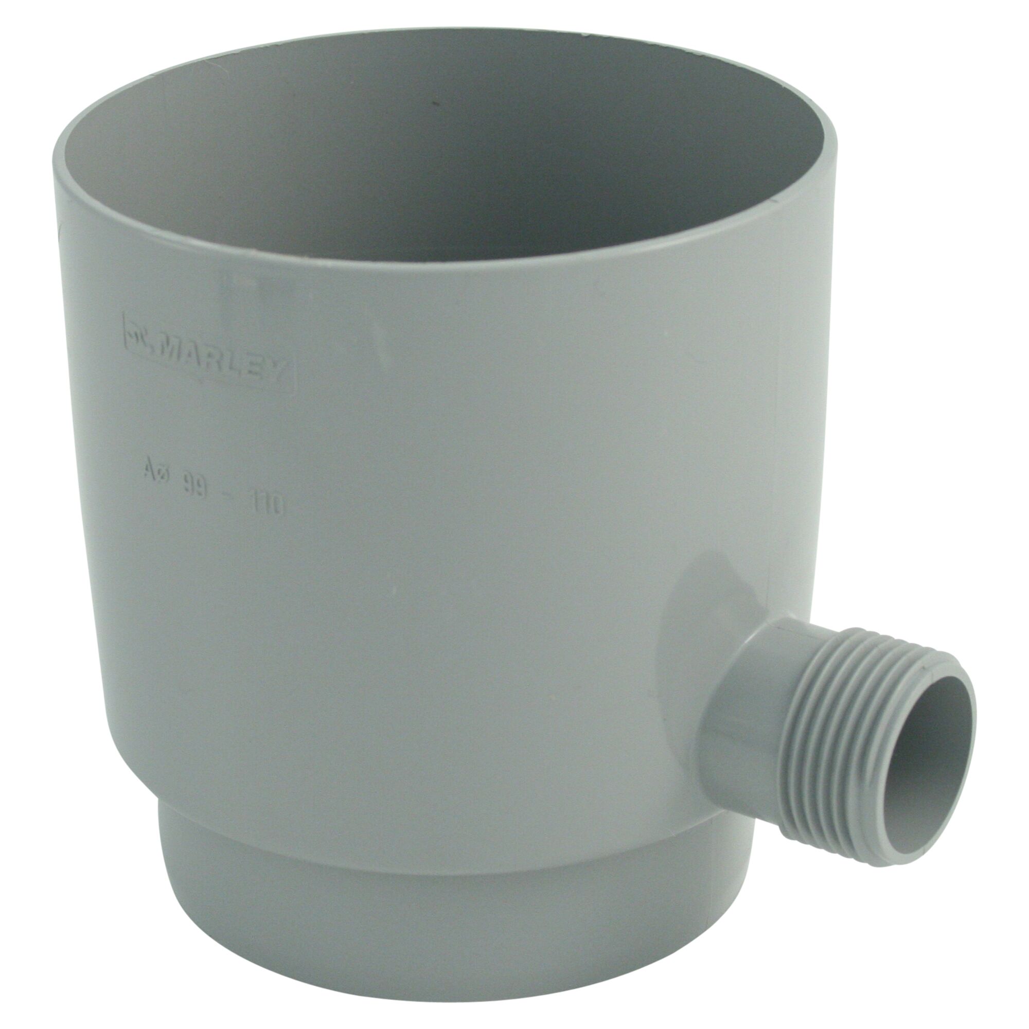 Grauer Regensammler mit seitlichem Ablauf