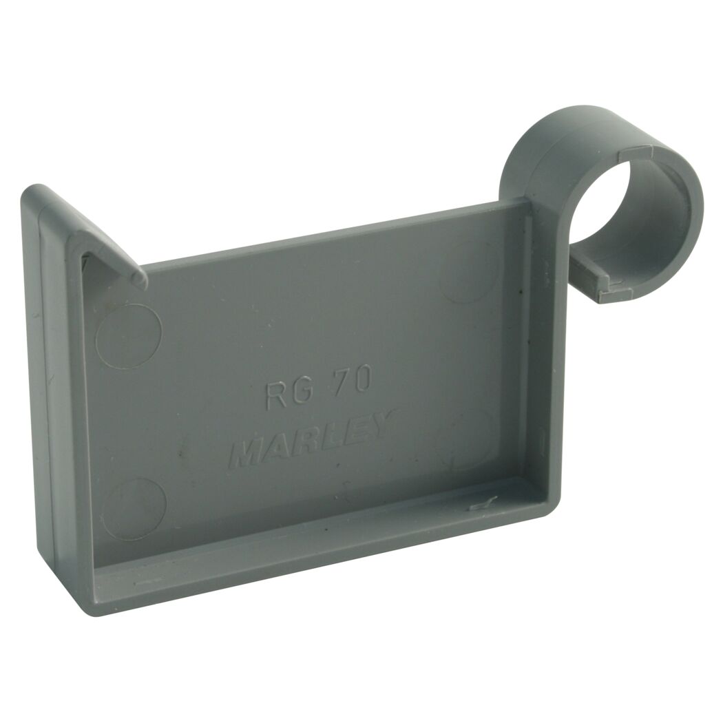 Graues Marley Endstück RG 70 für Kastenrinne