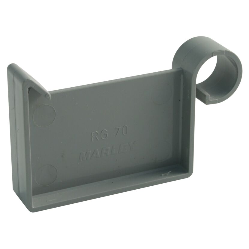 Graues Marley Endstück RG 70 für Kastenrinne