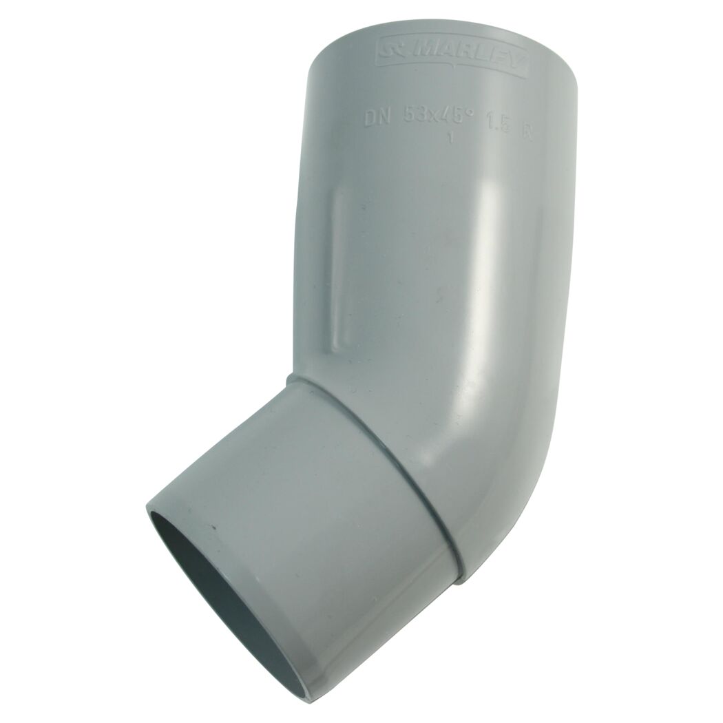 Grauer Fallrohrbogen 45° DN53 von Marley