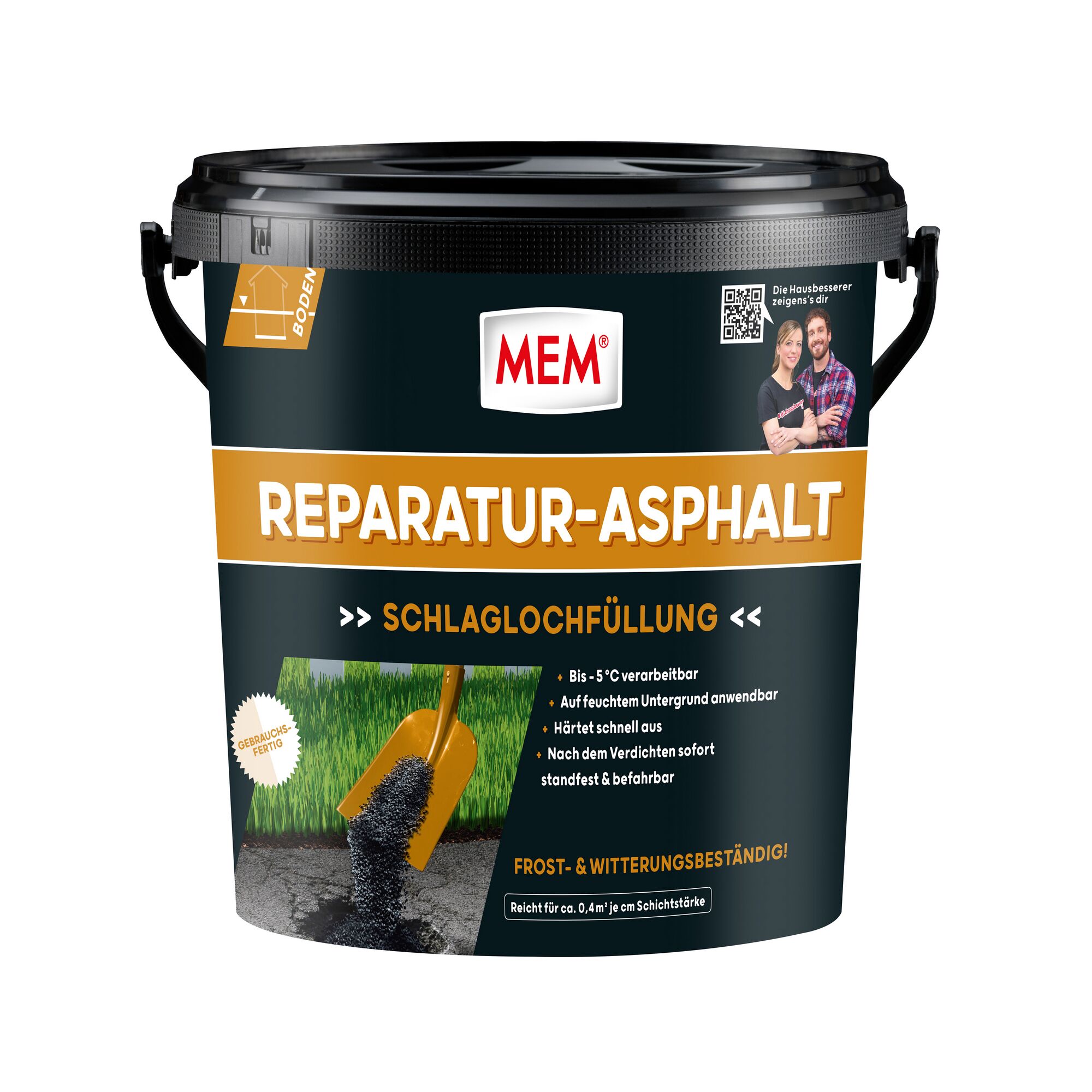 Eimer MEM Reparatur-Asphalt mit Schaufel