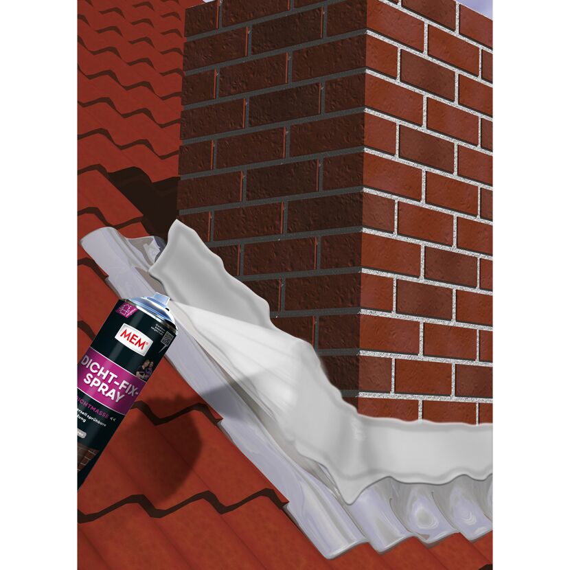MEM Dicht-Fix Spray wird auf ein Dach aufgetragen.