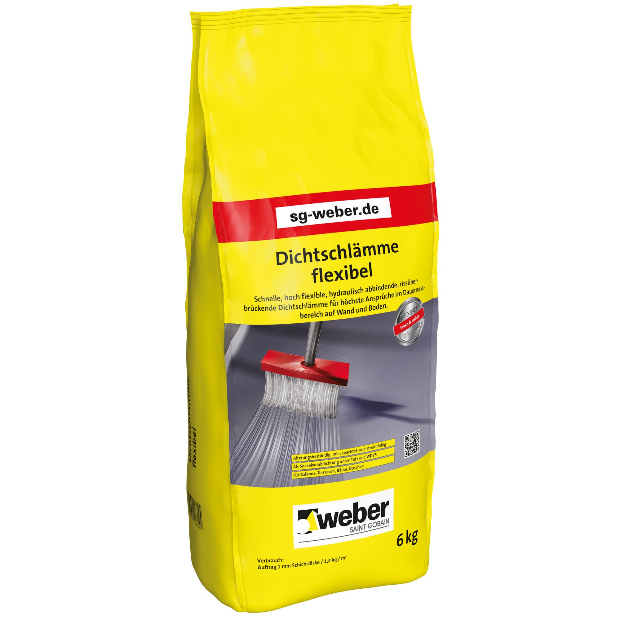 Weber Dichtschlämme flexibel, 6 kg Sack, mit Quast