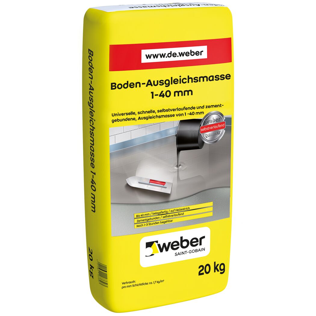 Weber Bodenausgleichsmasse, 20 kg Sack, Glättkelle