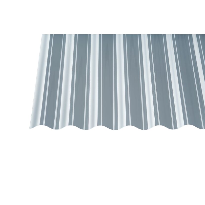 gewellte, grau-weiß gestreifte PVC-Platte Sinus