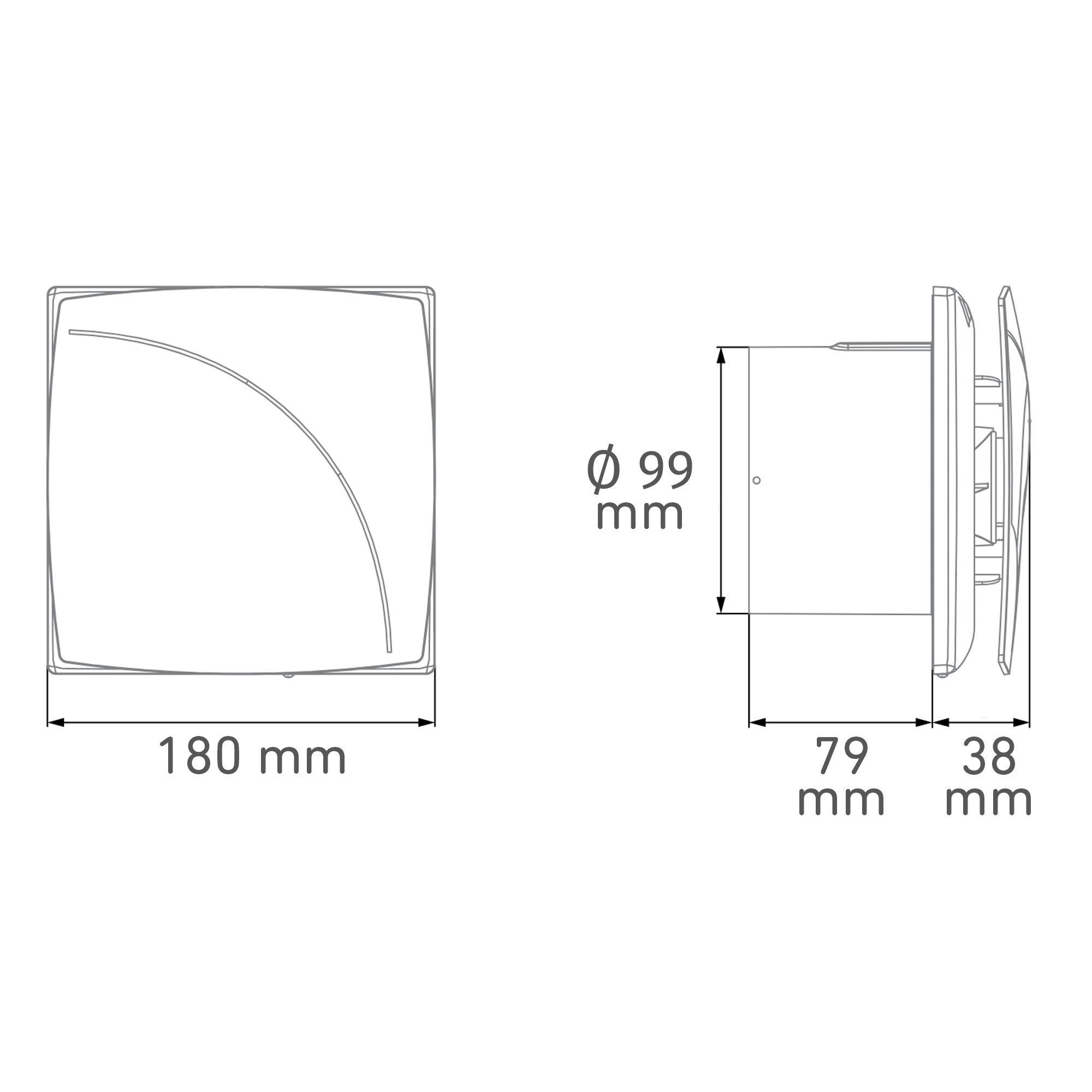 Axialventilator 'WDNL M100' Ø 100 mm mit Nachlauf