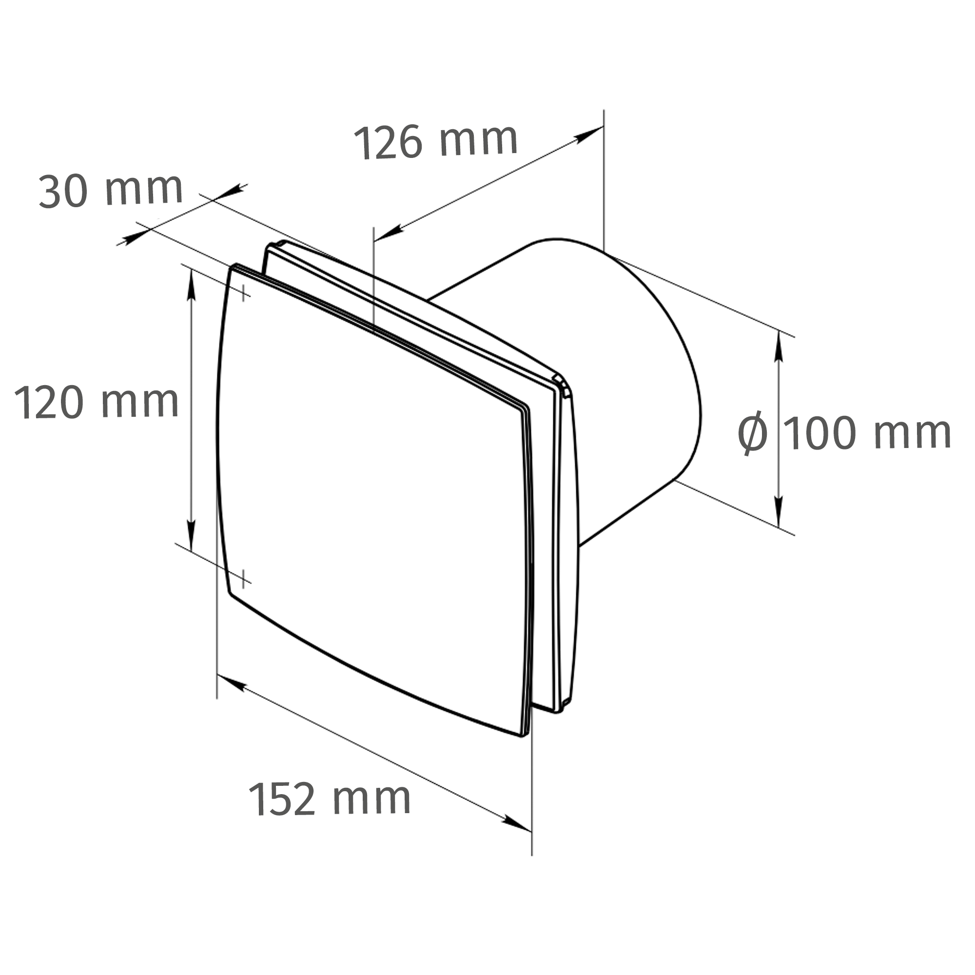 Axialventilator 'WDNL K100' Ø 100 mm mit Nachlauf