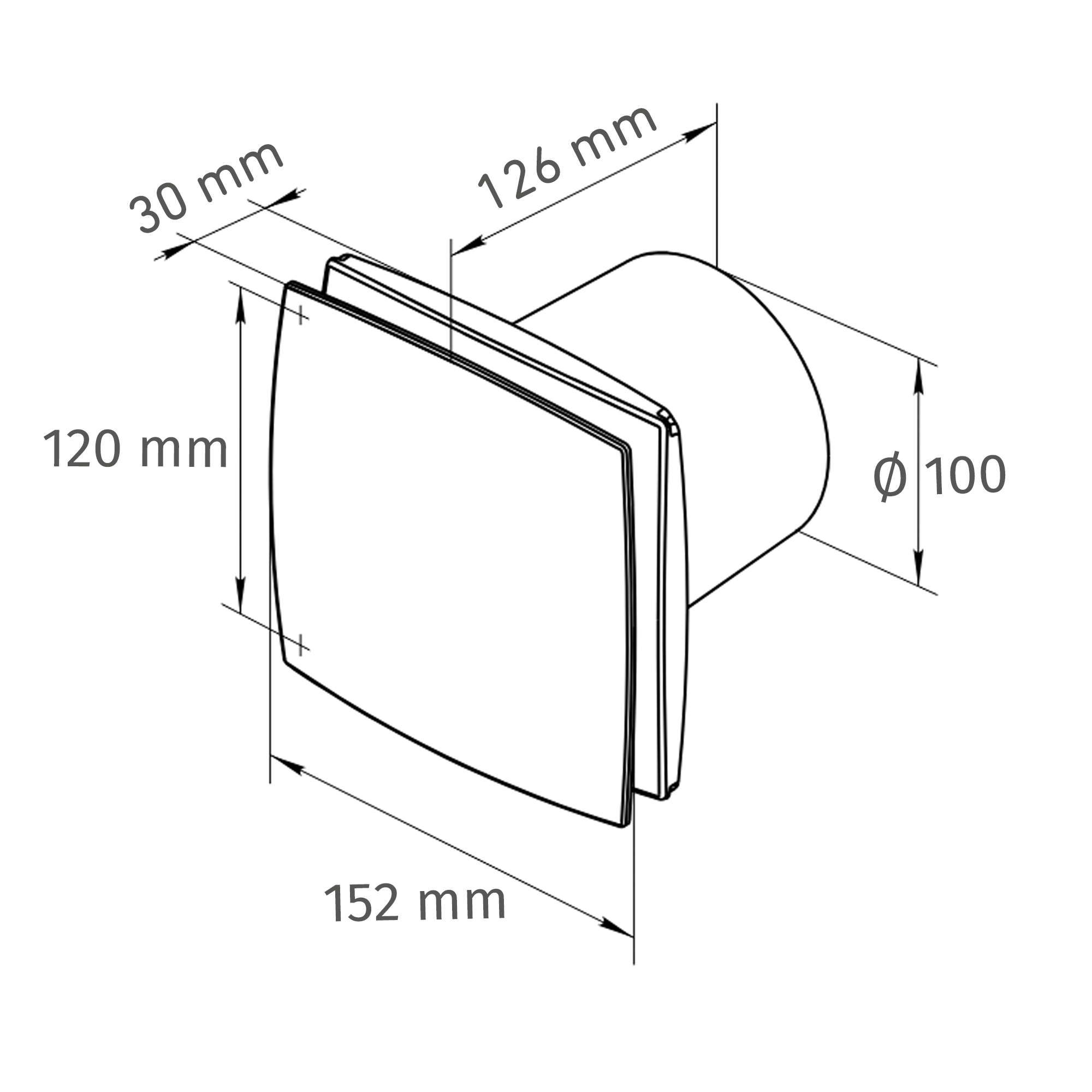 Axialventilator 'WDNLF K100' Ø 100 mm mit Nachlauf und Feuchtesensor