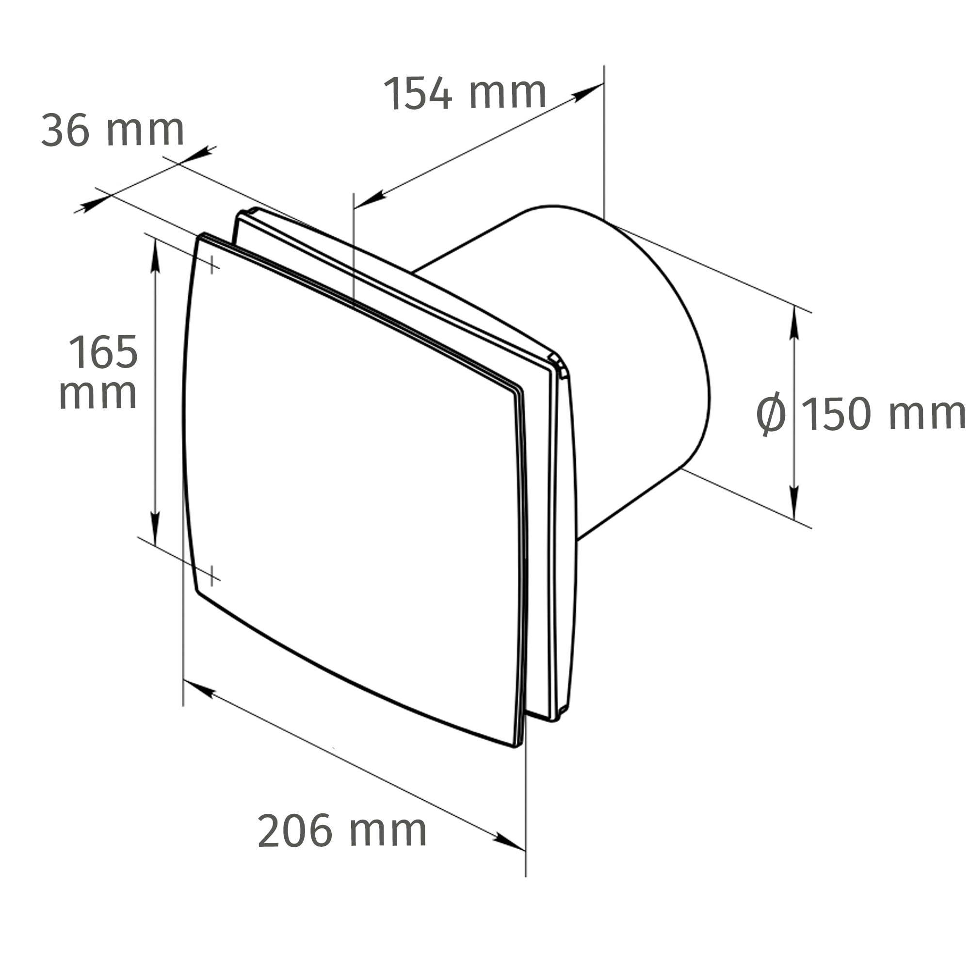 Axialventilator 'WDNLF K150' Ø 150 mm mit Nachlauf und Feuchtesensor